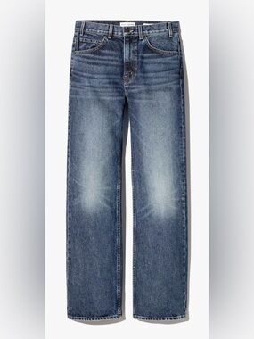 Nili Lotan Mitchell straight leg jeans denim medium blue wash fading 26